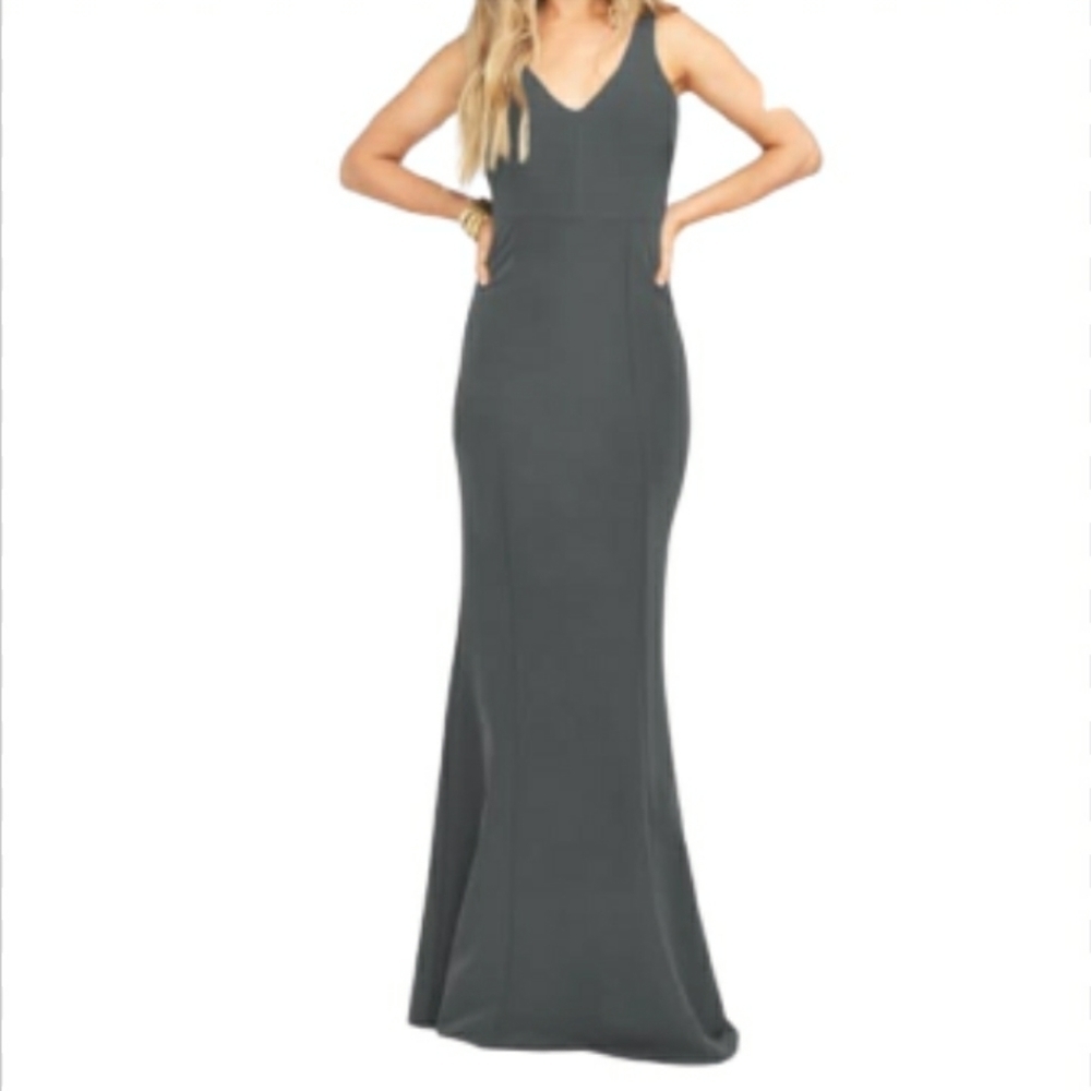 𝅺SHOW ME YOUR MUMU CHARCOAL MORGAN TRUMPET GOWN NEW